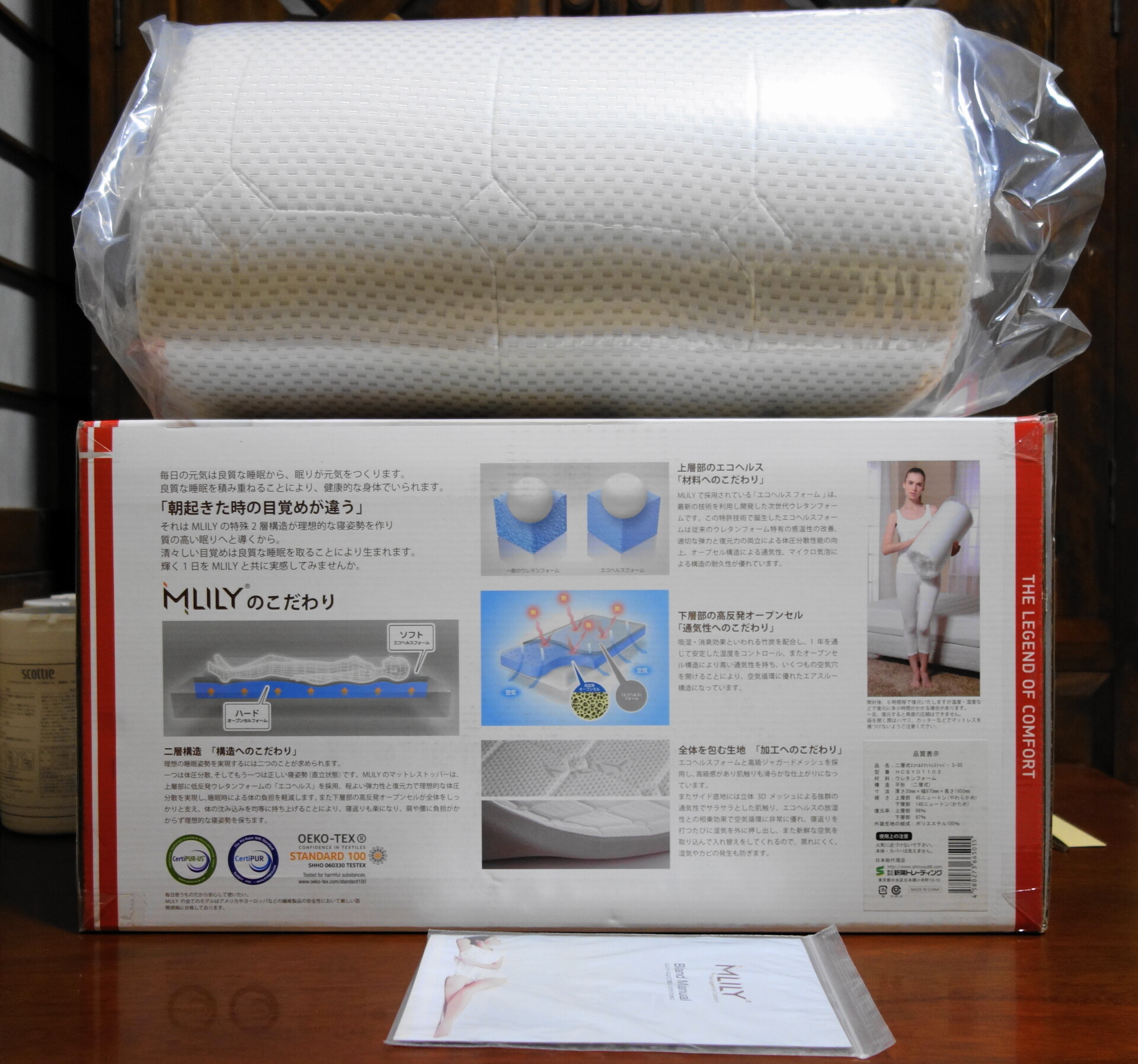 エコヘルス3cmのマットレスのセット内容