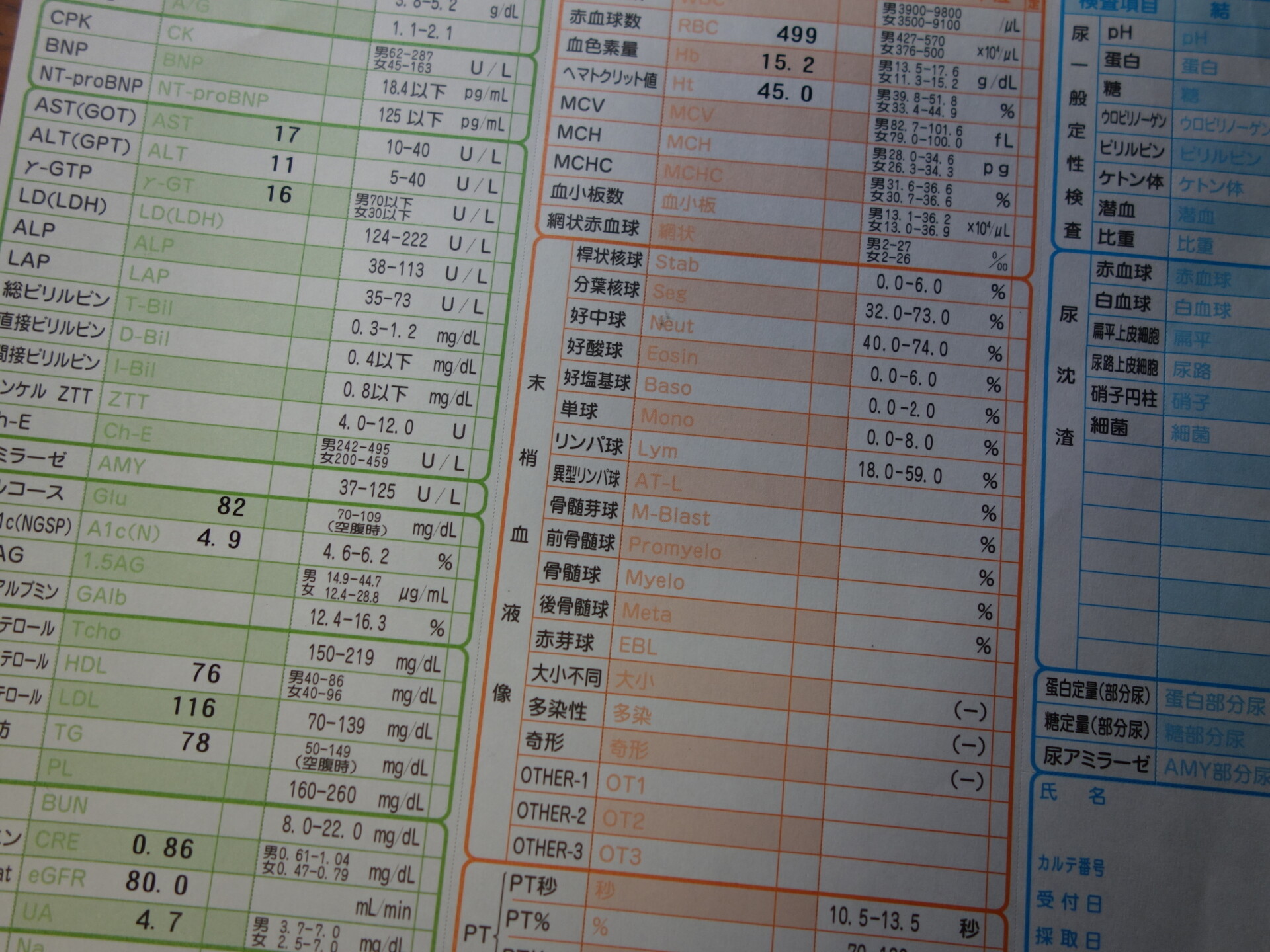 総合検査報告書の様子